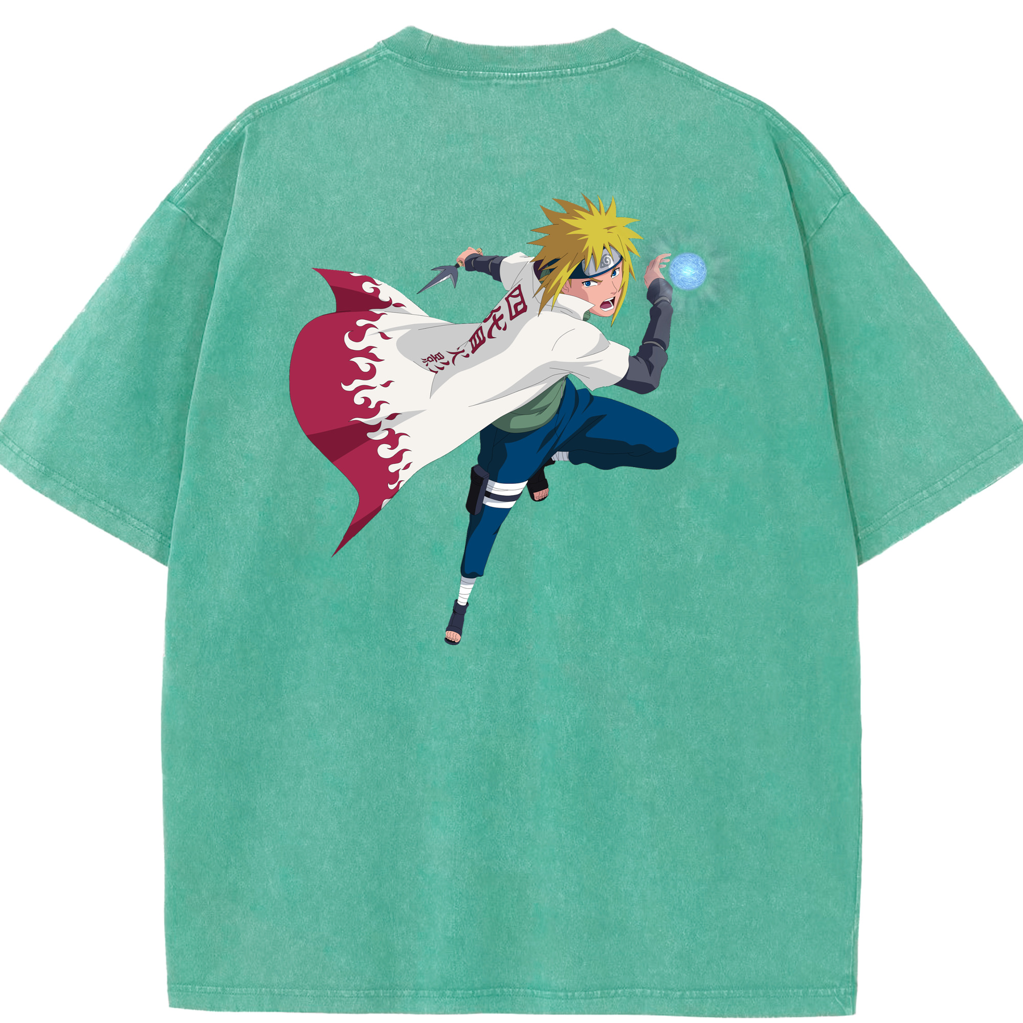 （画像用） NARUTO -ナルト- 波風 ミナト Namikaze Minato 綿100% ヴィンテージ風 半袖Tシャツ（背面プリント）